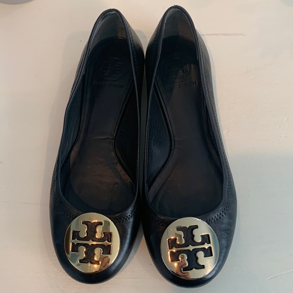 Tory Burch Black Leather Flats